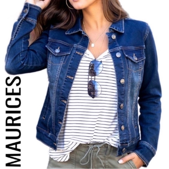 Maurices Dark Blue Denim Jean Jacket Women’s Size Medium - Picture 1 of 16